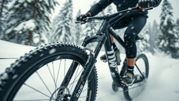 Biker riding through snow, highlighting motion and adventure.