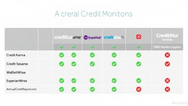 Comparative chart of free credit monitoring services from major bureaus.