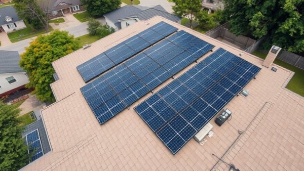 Aerial view of 9.6kW solar system installation in Fort Worth.