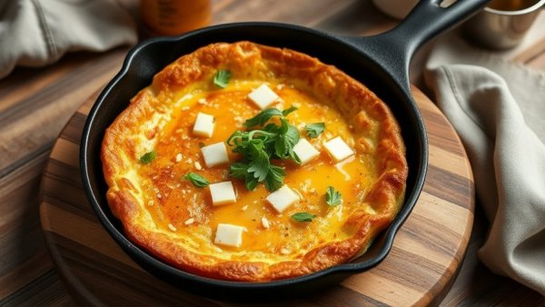 Dutch baby pancake recipe with arugula and honey.
