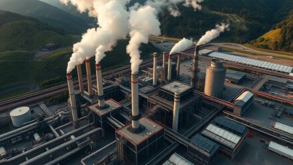 Industrial complex with smoke; polluters should pay for health harms.