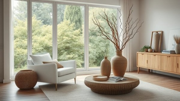 Minimalist living room with elegant decor and natural lighting, ideal for non-toxic cleaning products.