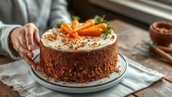 Easter desserts: a slice of carrot cake with cream cheese frosting