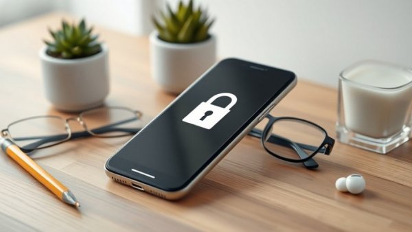 Smartphone with security app indicating brokerage fraud prevention.