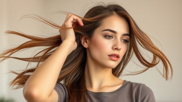 Young woman adjusting hair indoors, nurturing resilience and immune function.