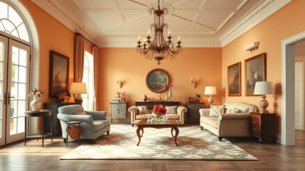 Elegant living room with vintage decor for Mother’s Day gift ideas.