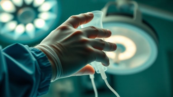 Surgeon's hand holding anesthesia mask in operating room for GLP-1 receptor agonists surgery outcomes.