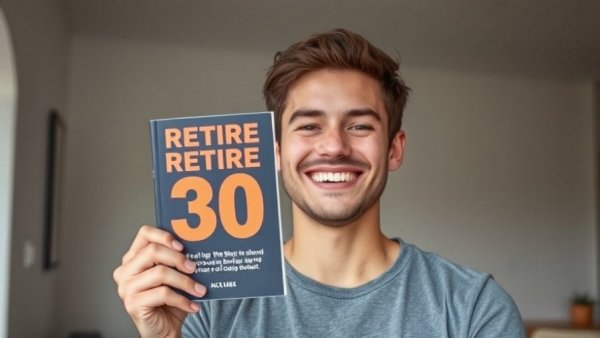 Man promoting financial independence book for early retirement.