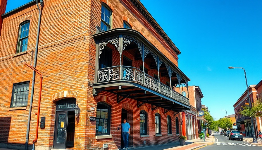 Historic building and blue truck in a small Georgia town