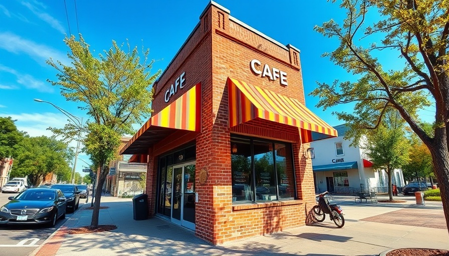 Charming cafe in Savannah known for best breakfast, featuring colorful striped awnings.