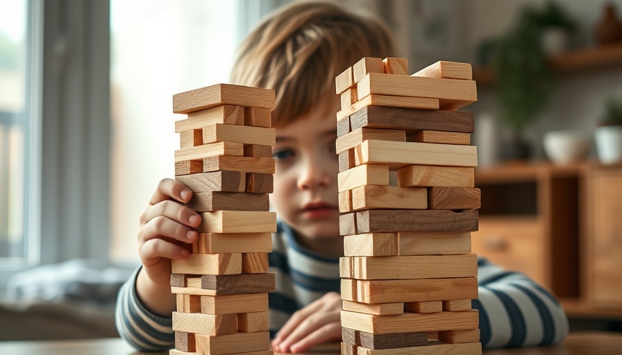 Child playing Jenga, illustrating fun ways to teach kids about making money.