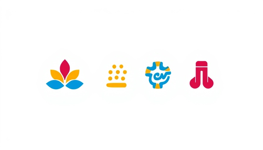 Bold minimalist logo with vibrant colors in vector art style.