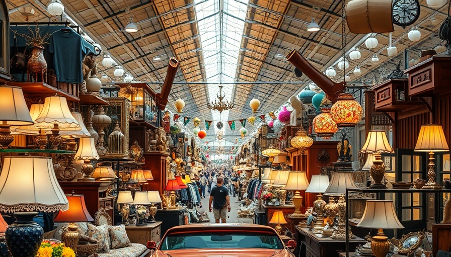 Diverse treasures at Georgia Mountain Market with furniture and decor.