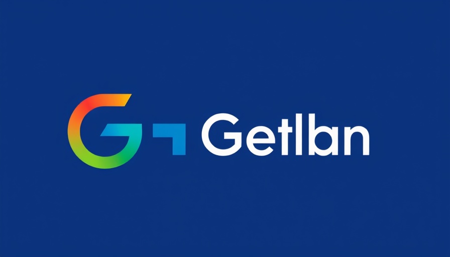 Logo with 'G' and text lines on colorful background.