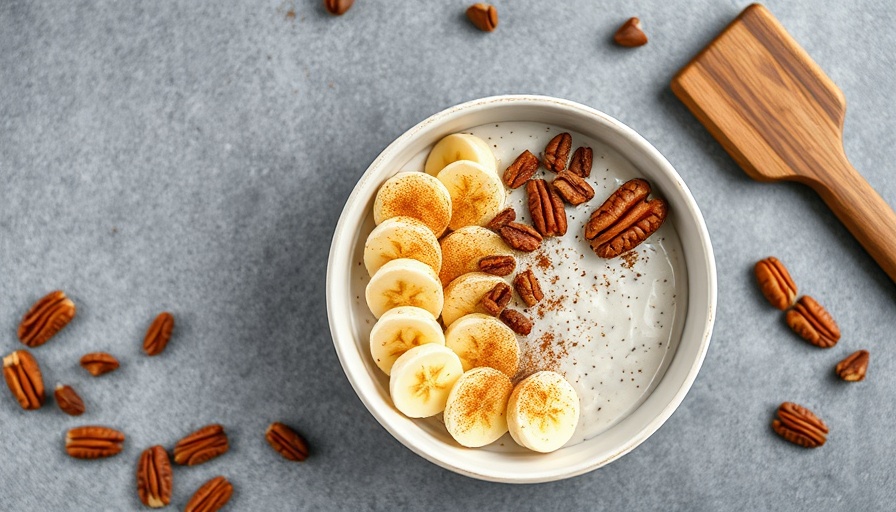 Delicious anti-inflammatory breakfast with bananas and pecans.