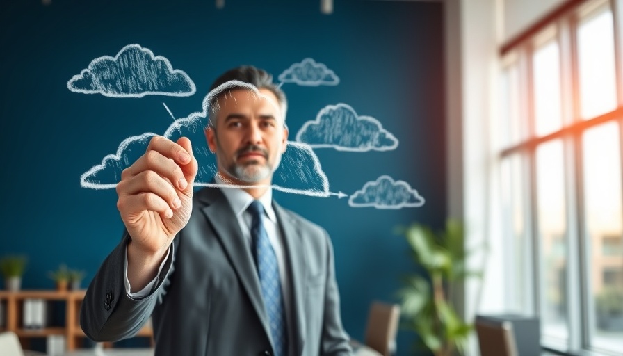 Businessperson drawing clouds, symbolizing hustling for success.