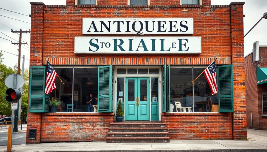 Exterior of antique store in Georgia with rustic charm.