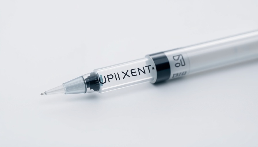 Dupixent injection pen for chronic rhinosinusitis, close-up view.