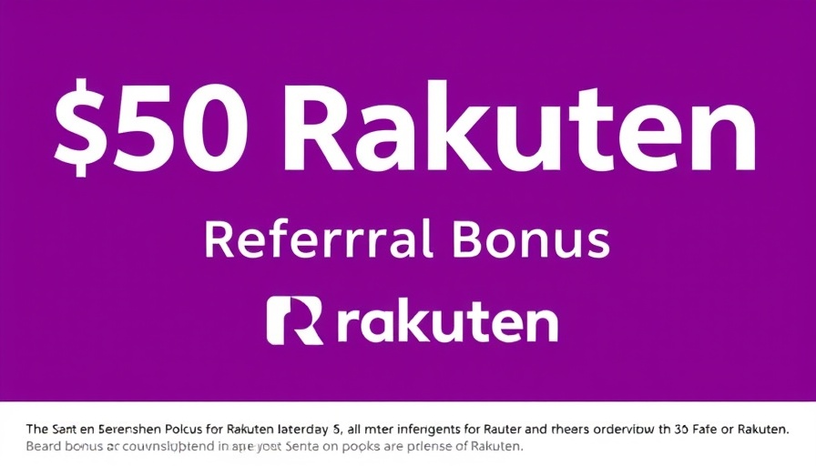 Banner promoting Rakuten referral bonus with a $50 offer.