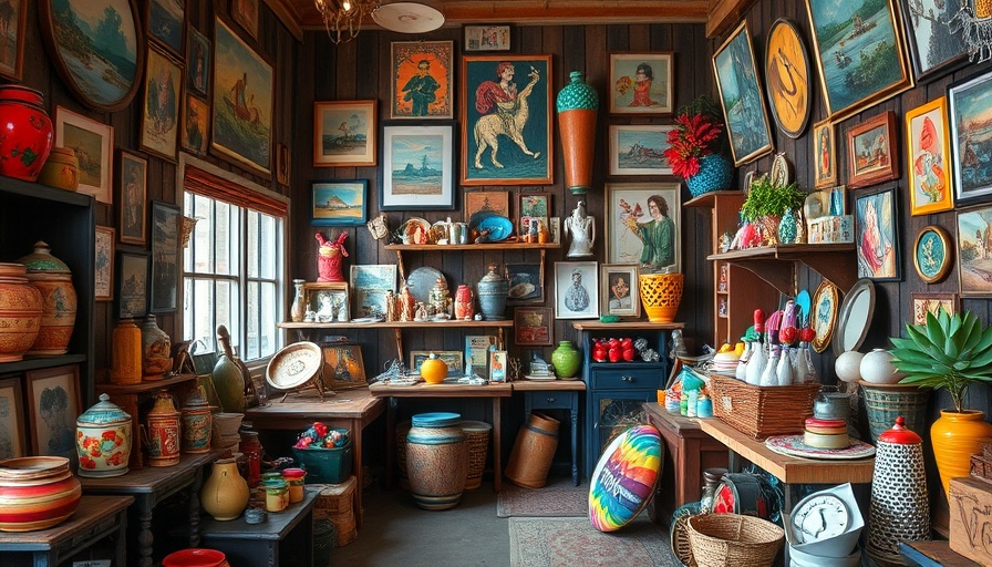Eclectic thrift store in Georgia with colorful displays.