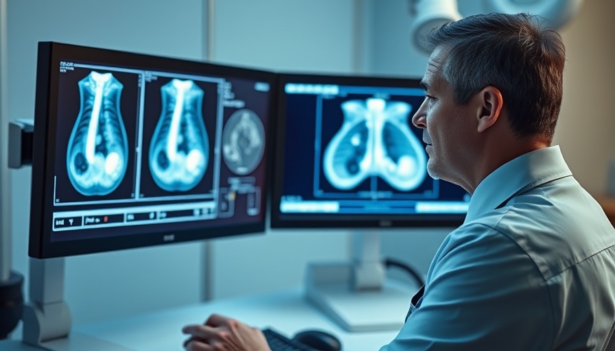 Doctor analyzing mammogram images for breast cancer care.