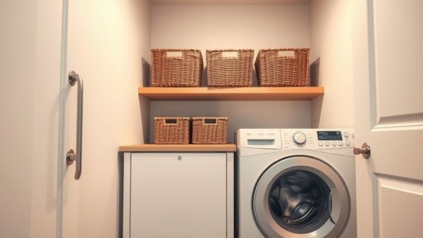 Luxury kitchen design inspiration with organized laundry room essentials.