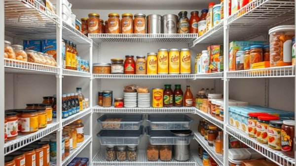 Organized pantry showcasing efficient storage solutions.