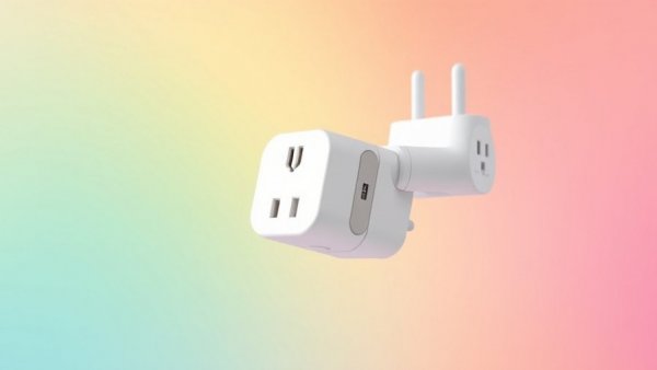 Affordable smart kitchen gadgets: modern white smart plugs against gradient.