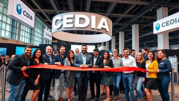 Group at CEDIA Expo celebrating multi-year city rotation