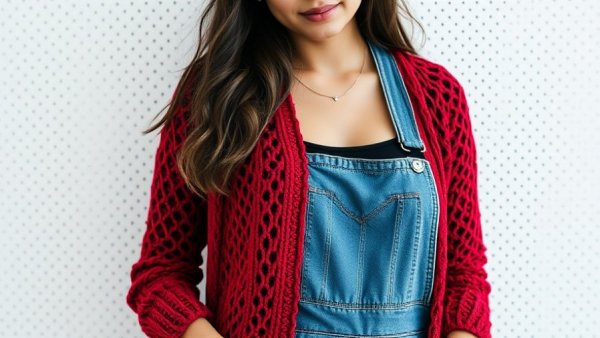 Confident woman in Mina Keohane style outfit with denim and crochet.