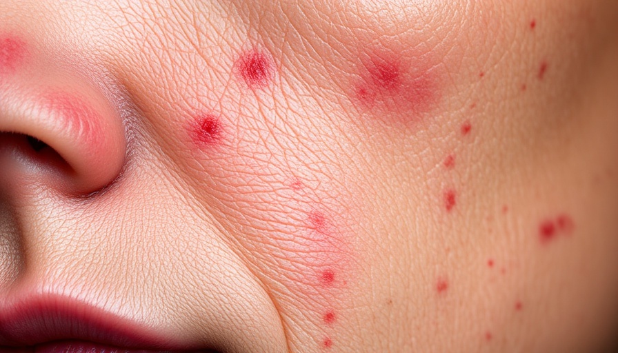 Close-up of rosacea-affected skin demonstrating textured redness.