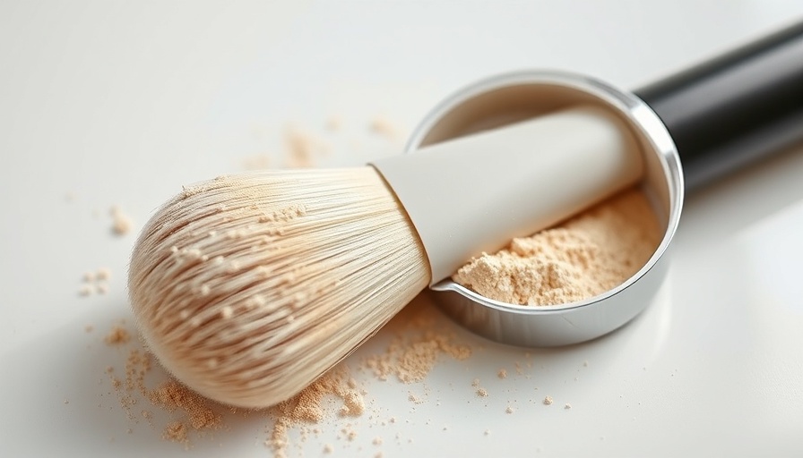 Makeup powder and brush close-up related to asbestos testing.