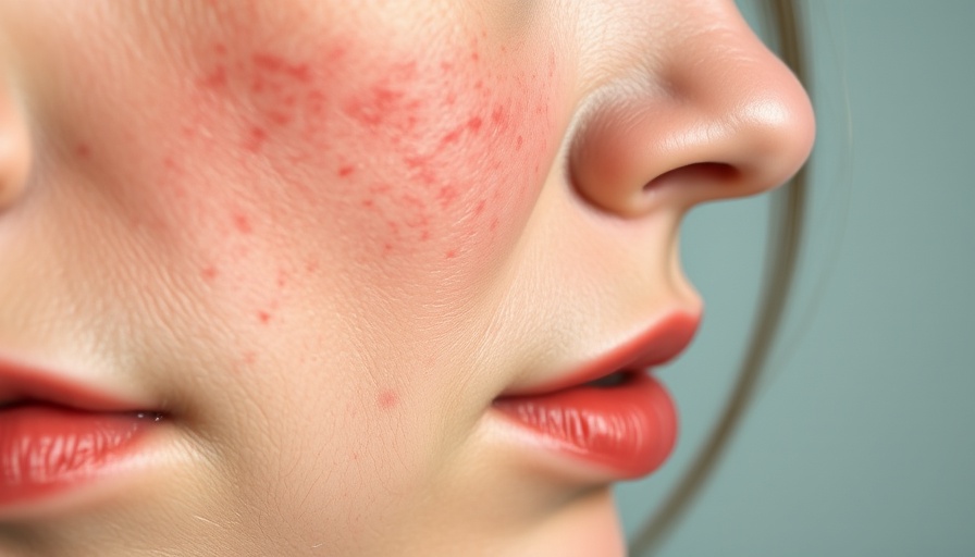 Close-up of rosacea affected skin, highlighting redness and irritation.