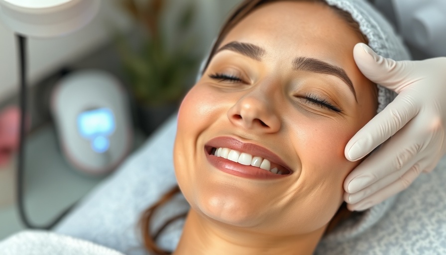 Smiling woman after IPL photo facial in spa setting.