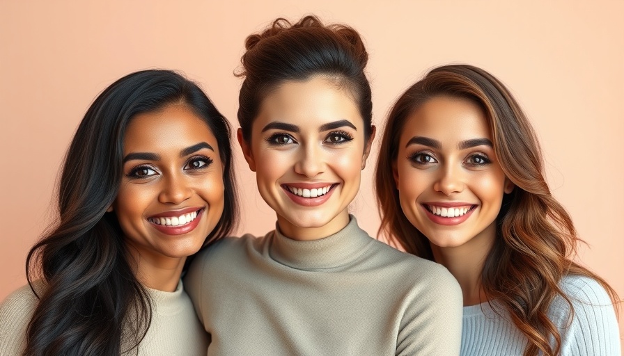 Three women smiling and showcasing sideburn styles in studio