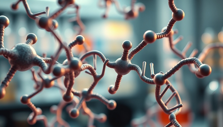 3D molecular structure of tyrosinase enzyme with DNA spirals.