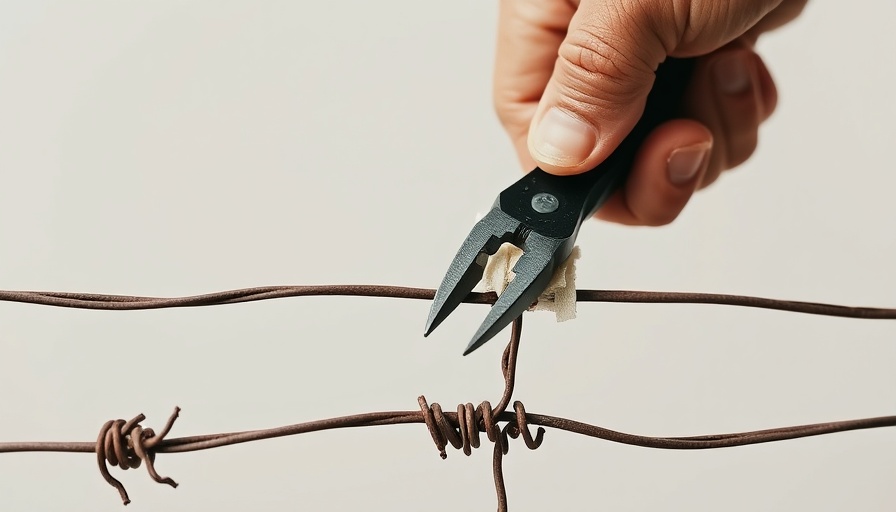 Hands skillfully cutting wire fence with pliers, close-up scene.