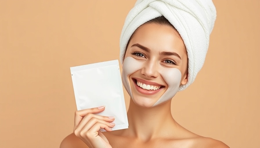 Smiling woman with towel and collagen mask, topical collagen treatment