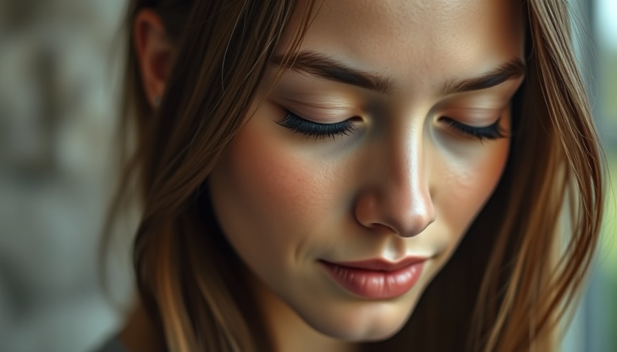 Close-up of a young woman's serene face suggesting the results of permanent rhinoplasty.