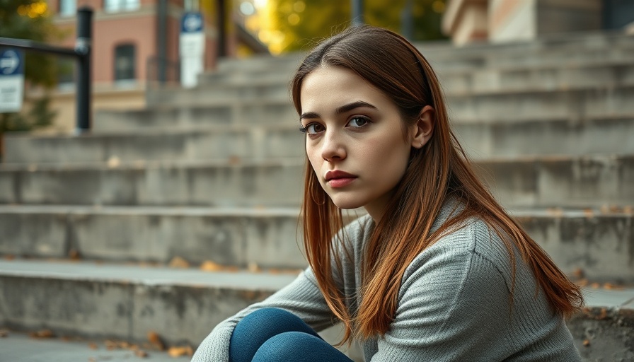 Thoughtful young woman sitting on steps outdoors