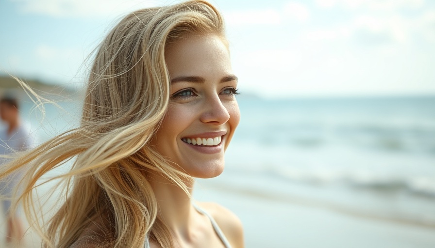 Woman smiling at the beach, embodying relaxed elegance, illustrating Botox trends.