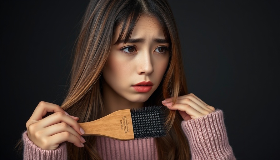 Young woman examining a hairbrush with hair, female hair loss causes