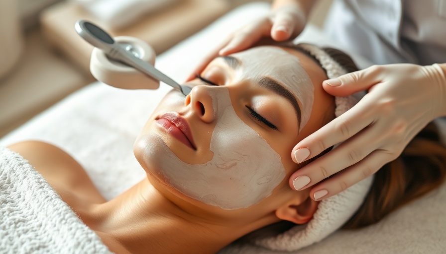 Woman receiving a calming facial treatment at spa.