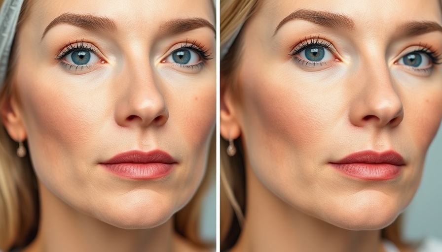 Skin tightening treatment before and after comparison image.