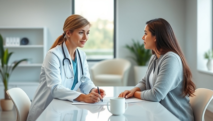 Professional female doctor consulting with a patient in modern clinic.