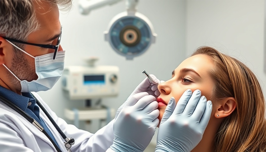 Doctor assessing patient for nonsurgical nose job.