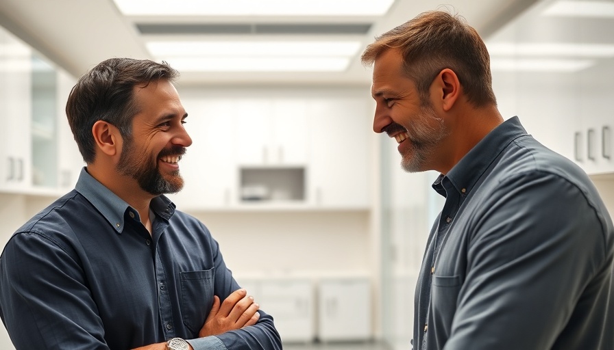 Two men conversing in a bright clinic, Botox® Concierge Practices