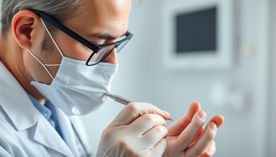 Dermatology advancements: dermatologist examining skin mole close-up.