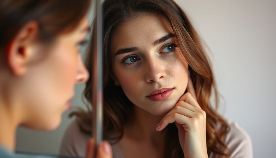 Reflective woman contemplating, symbolizing psychological impact of aesthetic procedures.