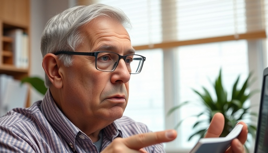 Older man discussing non-invasive treatments in an office setting.